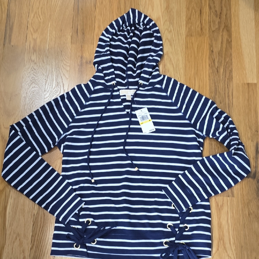 Michael Kors Striped Navy and White Hoodie